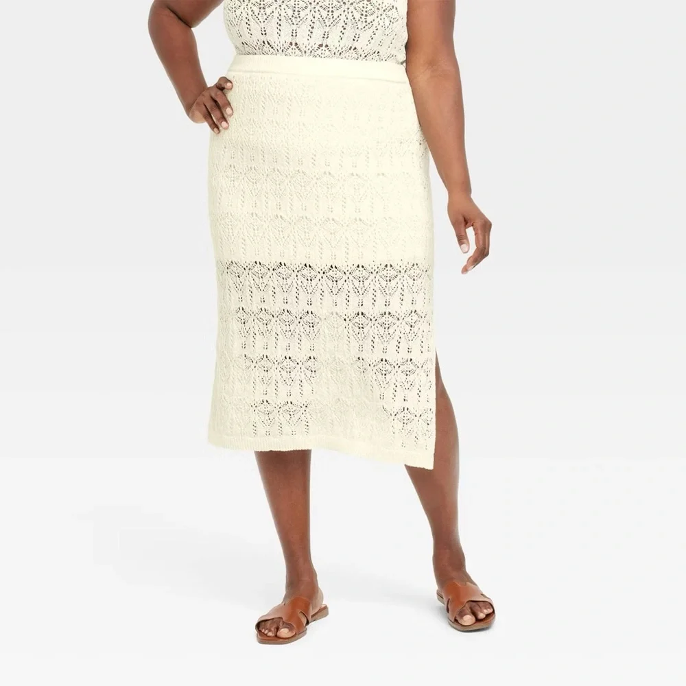 NWT Women's Crochet-Style Midi Sweater Skirt - A New Day - Picture 7 of 9